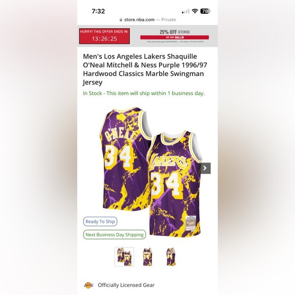 Shaquille O'Neal Mitchell & Ness Purple 1996/97 Hardwood Classics Marble Jersey - Picture 2 of 2